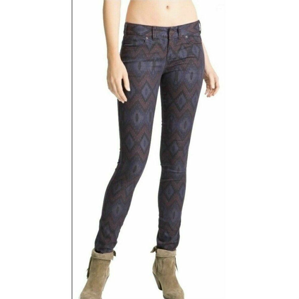 Free People‎ Jeans Purple Ikat Printed Skinny Sz 25